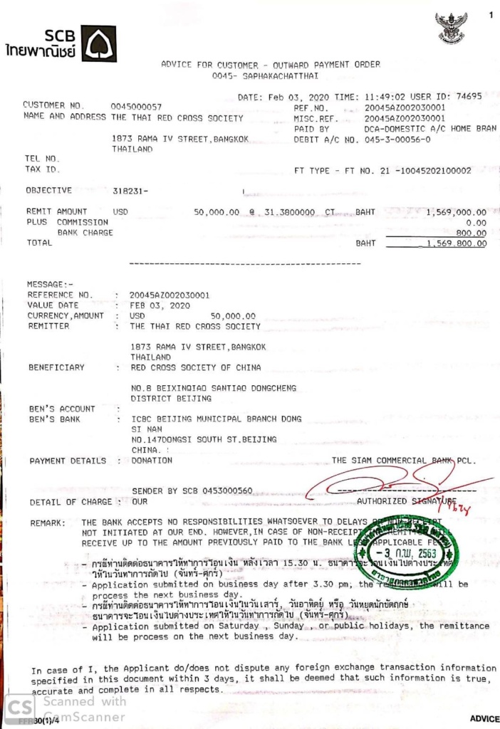 โอนเงินช่วยจีน